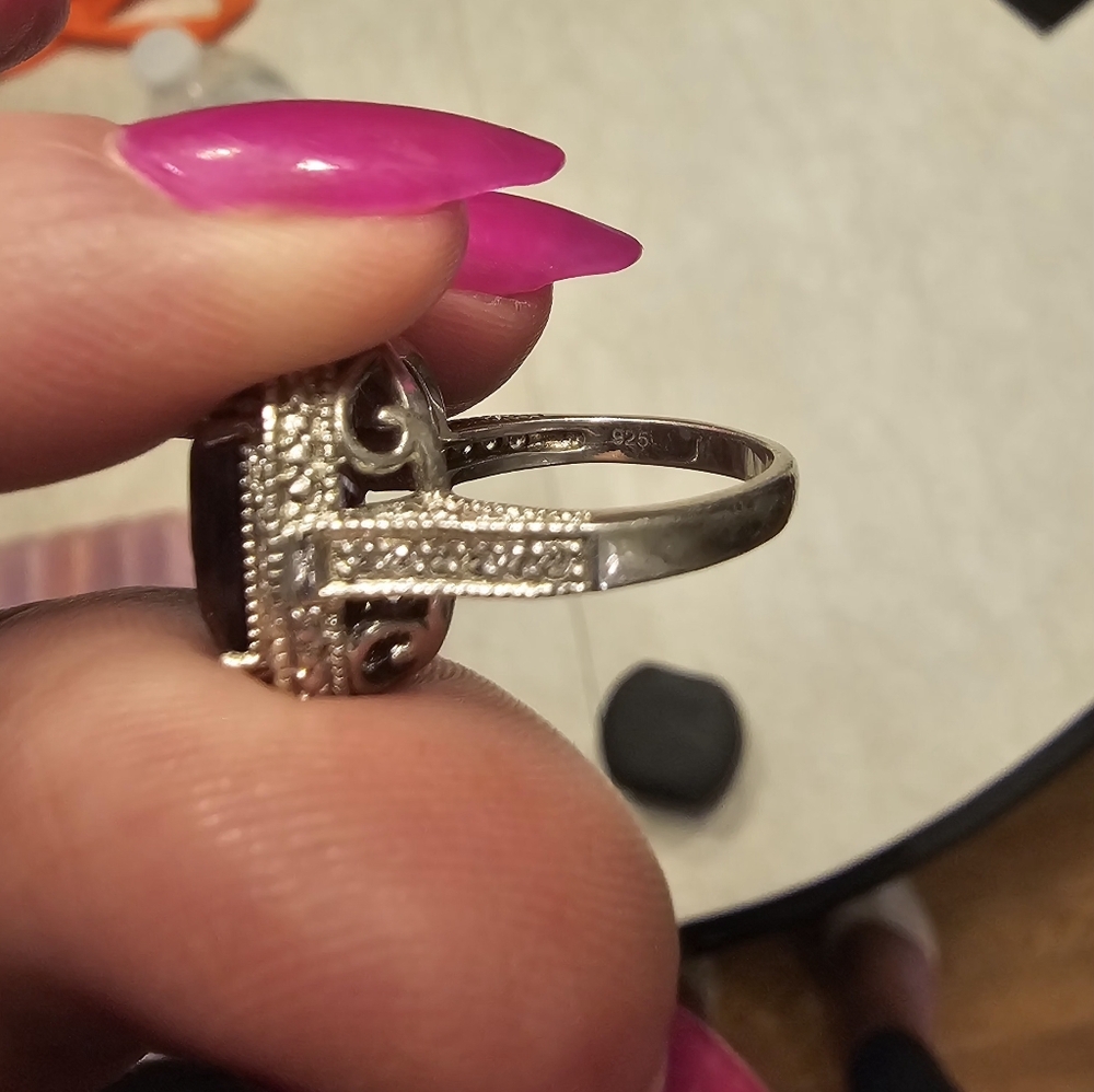 Cushion Cut Amethyst Ring Sterling Silver - Picture 7 of 17